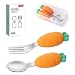 YIVEKO Baby Fork and Spoon Set with Carry Case Baby Training Utensils Self Feeding Toddler Silverware Silicone and Stainless Steel Kids and Toddler Utensil SetCarrot - Image 2