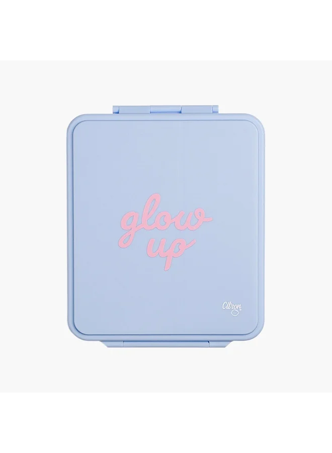 Citron Lunch Box-Glow Up-1900Ml With Food Jar-4 Cmprt-Square (Pp + 304 Stainless Steel (Food Jar)) Blue \ 23.6X19X7.15