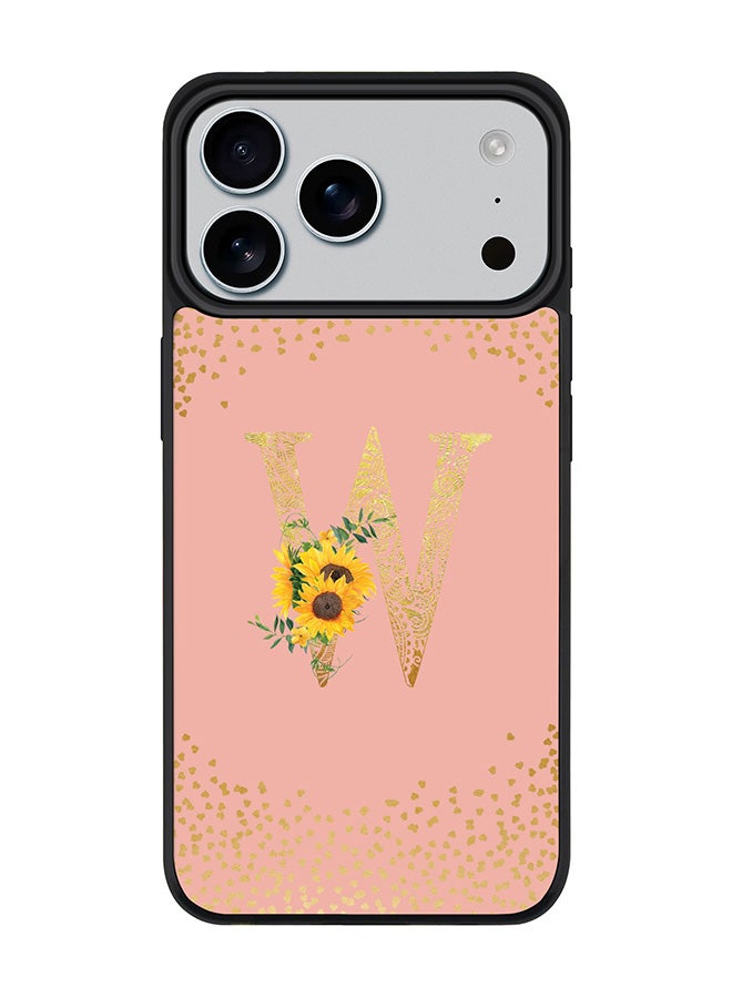 Stylizedd iPhone 17 Pro Max Case, [Compatible with MagSafe] Slim Magnetic cover Phone Case iPhone 17 Pro Max -Custom Floral Monogram - W  (Rose Pink ) - Image 1