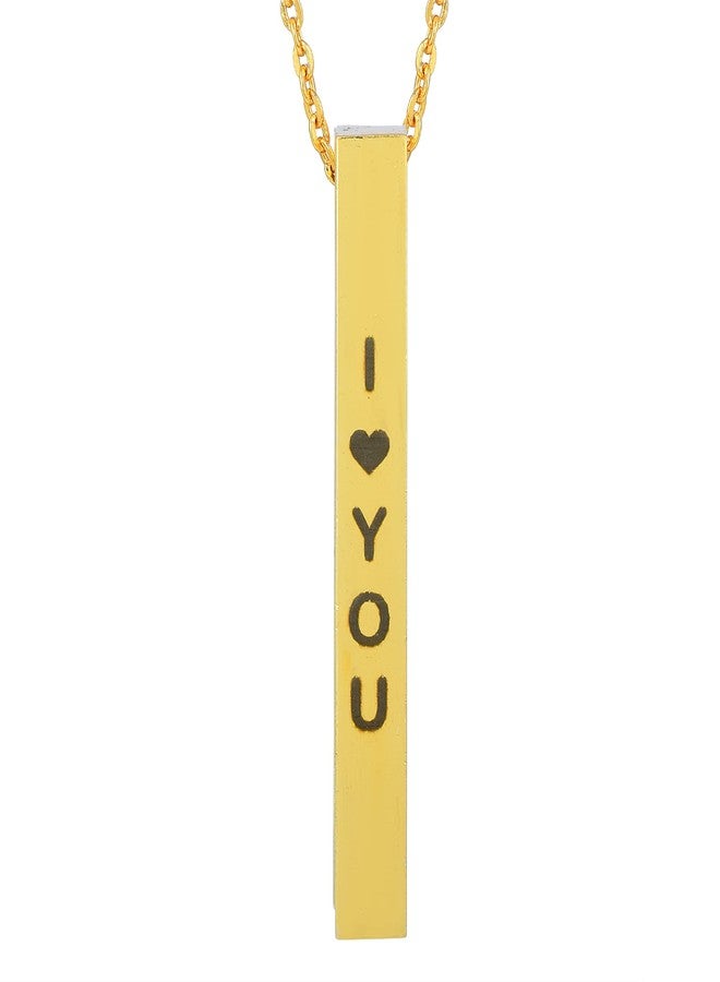 Memoir Brass Goldplated Bar shape I LOVE YOU Fashion pendant Men Jewellery Women (PCKL0617) - Image 1