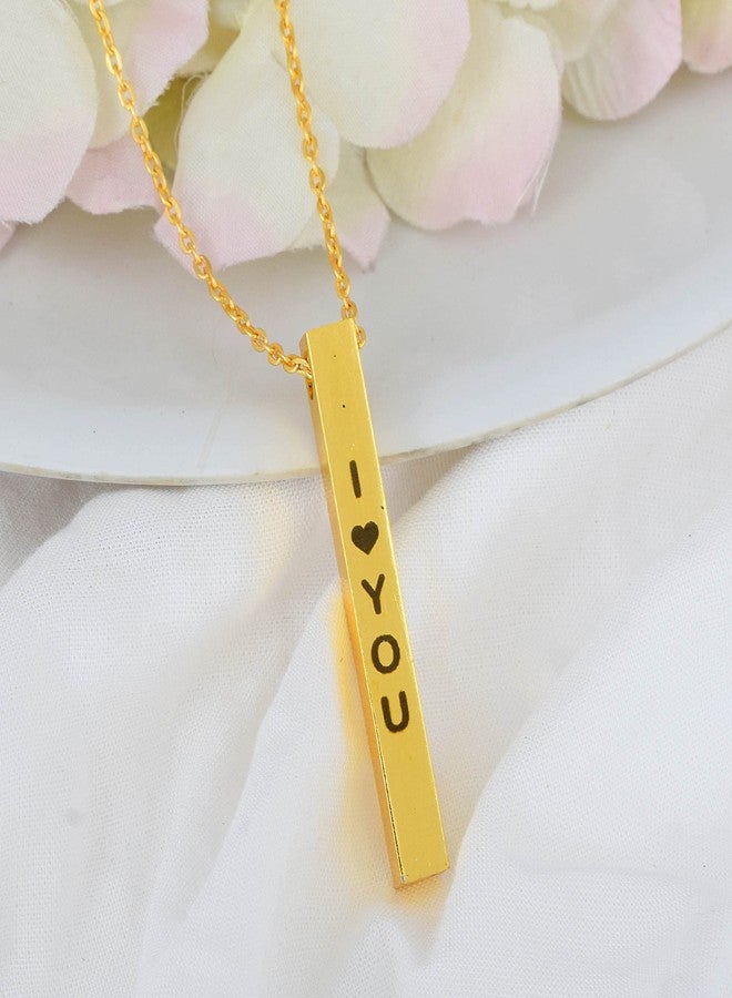 Memoir Brass Goldplated Bar shape I LOVE YOU Fashion pendant Men Jewellery Women (PCKL0617) - Image 4
