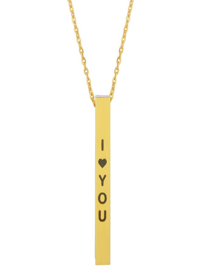 Memoir Brass Goldplated Bar shape I LOVE YOU Fashion pendant Men Jewellery Women (PCKL0617) - Image 3