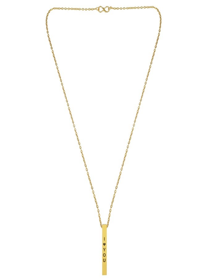 Memoir Brass Goldplated Bar shape I LOVE YOU Fashion pendant Men Jewellery Women (PCKL0617) - Image 2
