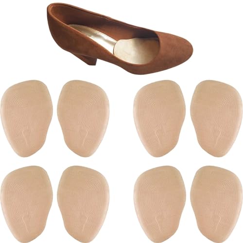 Chiroplax High Heel Pads Cushions Inserts 4 Pairs Ball of Foot Metatarsal Forefoot Pain Relief AntiSlip Shoe Insoles for Women Beige Normal Thickness - Image 2