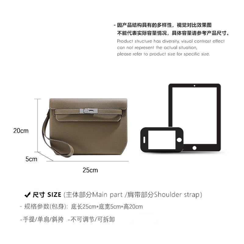 【Handcrafted】Kelly Bag Cowhide Underarm Bag Briefcase Single Shoulder Crossbody Genuine Leather Men'S Bag Small Square Bag - Image 5