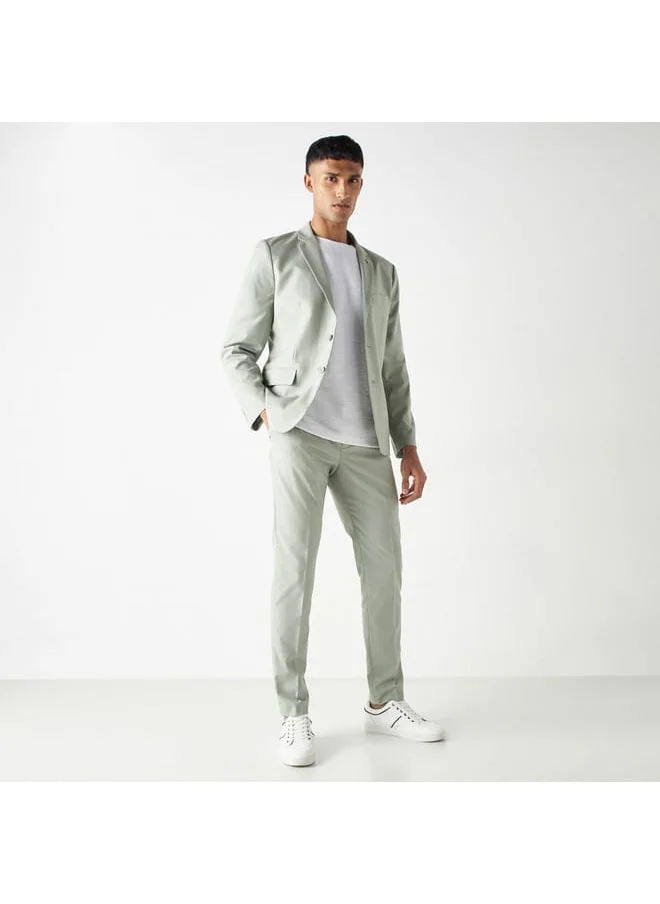 Iconic Iconic Solid Trousers with Button Detail and Pockets