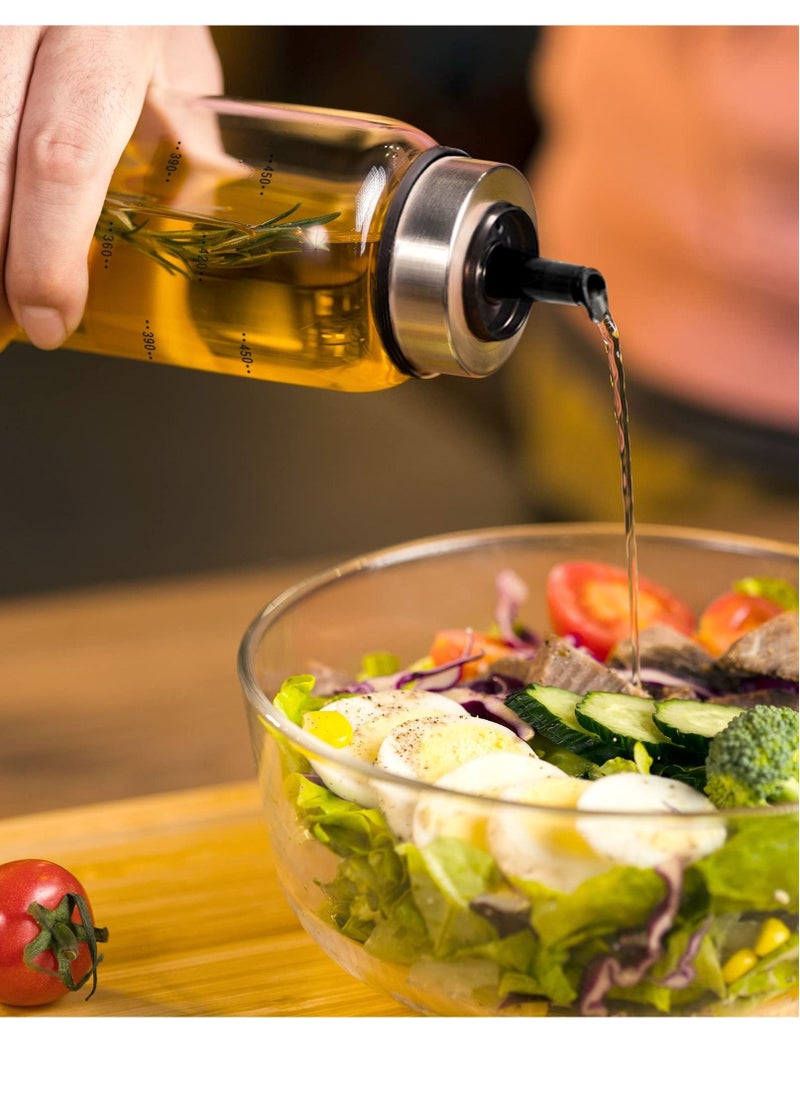 Captaintech Olive Oil Dispenser Bottle, 500ml Large Capacity Oil and Vinegar Dispenser Glass Oil Jar Borosilicate High Precision Scale with Lid Kitchen Seasoning Bottle Cooking Oil Container (2 Pieces)  - Image 3