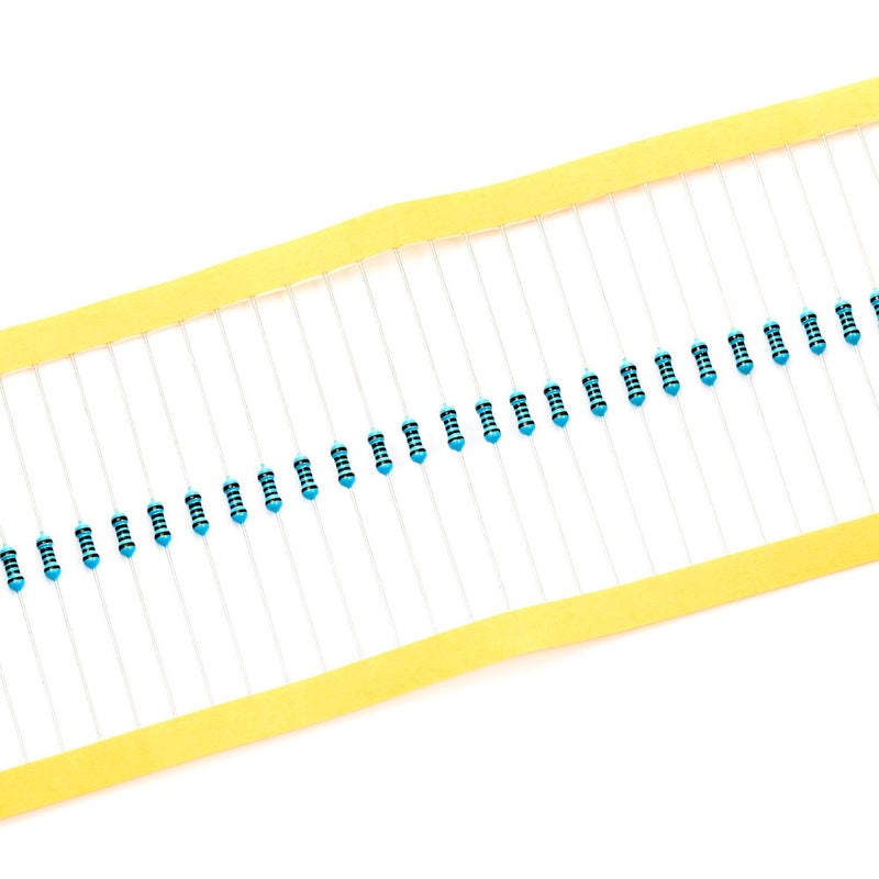 مجموعة 300 قطعة من المقاومات المعدنية الثابتة ذات الأغشية المعدنية بقدرة 0.25 واط (1/4 واط) بقيم مختلفة (30 قيمة)، تتراوح بين 1 أوم و4.7 ميجا أوم، بدقة ±1%، وسعة 0.01 ميكروفاراد. مقاومة ذات فتحات تثبيت لتحديد التيار. - Image 2