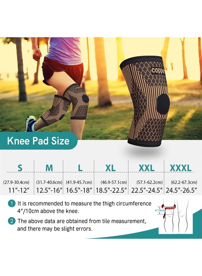SHENGYADE - (1 Pair Copper Knee Brace for Women & Men- Copper Knee Braces for Knee Pain and Support - Copper Ions Fiber Compression Knee Sleeve Grade for Running, Meniscus Tear, ACL, Joint Pain Relief - Image 1