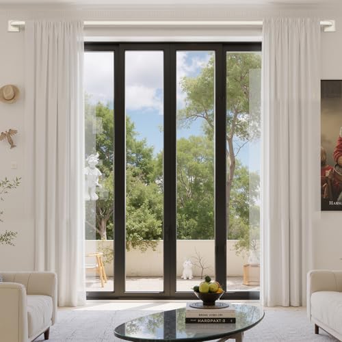 RBYCOS Beige White Curtain Rods for Windows 48-90Inch(4-7.5ft) Heavy Duty Wrap Around Blackout Curtain Rods,Adjustable Room Darkening Drapery Rod for Bedroom, Living Room, Sliding Door & Outdoor Patio - Image 2