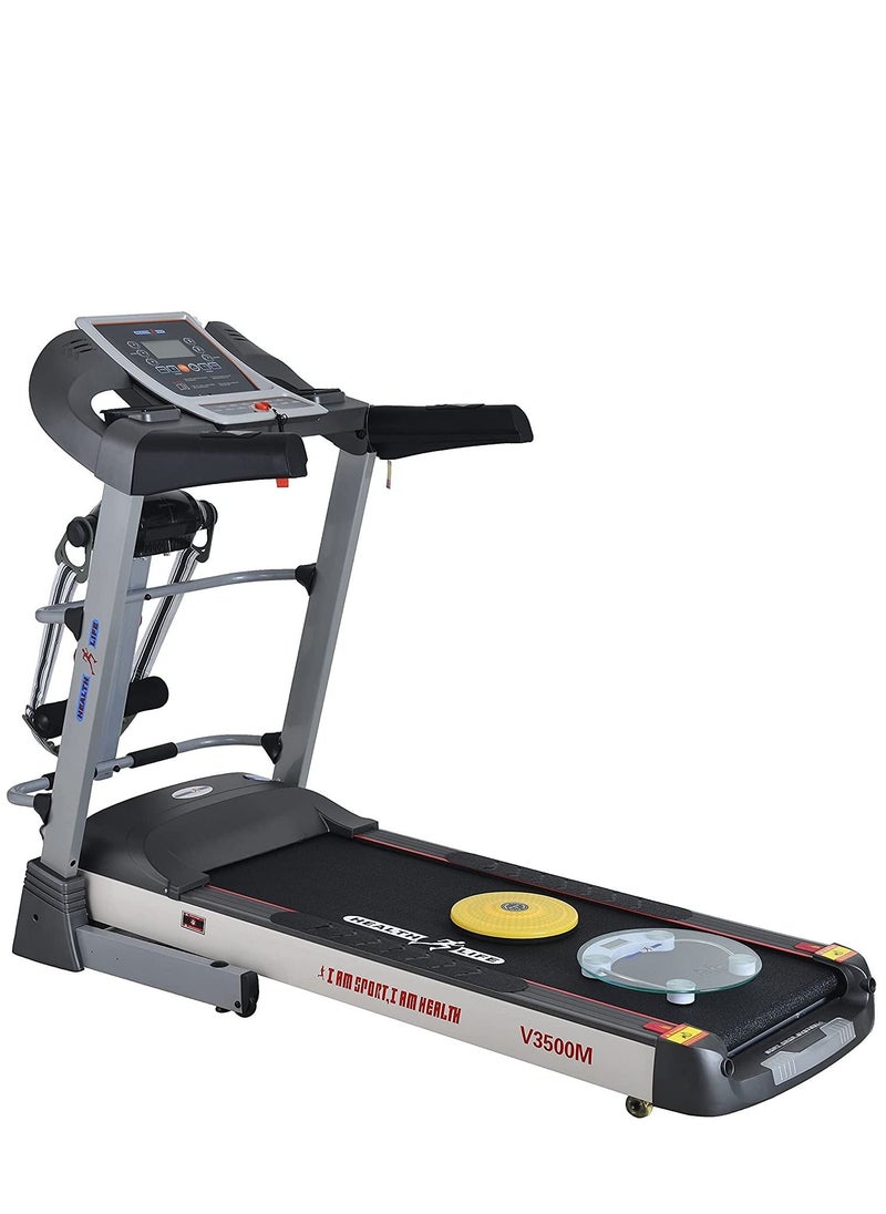 Health Life - V3500M Multi-function Motorized Treadmill DC Motor 3.5HP With Personal Scale -130 Kg, Black/Grey - Image 1