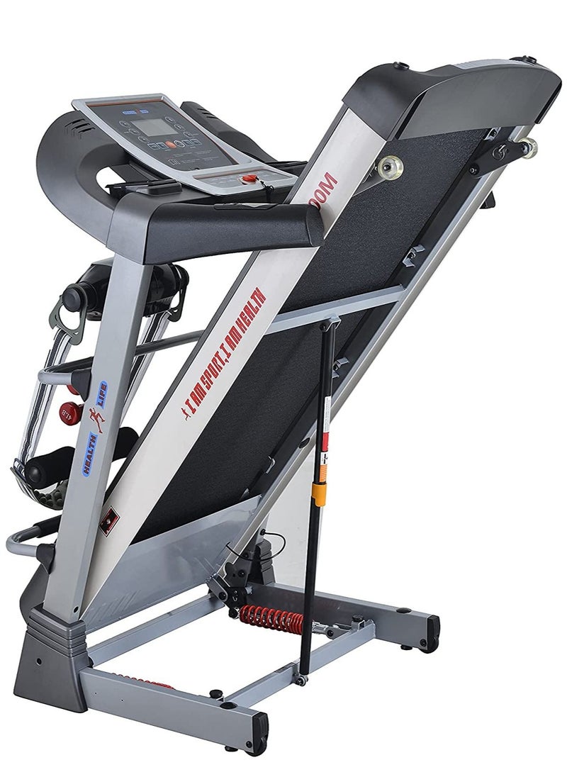Health Life - V3500M Multi-function Motorized Treadmill DC Motor 3.5HP With Personal Scale -130 Kg, Black/Grey - Image 1