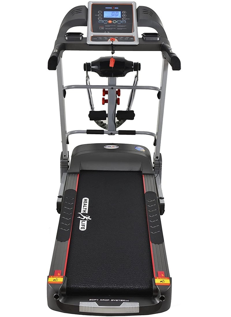 Health Life - V3500M Multi-function Motorized Treadmill DC Motor 3.5HP With Personal Scale -130 Kg, Black/Grey - Image 1