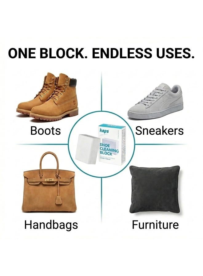 Kaps Suede & Nubuck Cleaner Block - Waterless Eraser Removes Dirt, Scuff Marks and Stains from Suede, Nubuck and Velour Shoes, Sneakers, Boots and Bags, Travel Size Shoe Cleaning Accessory - Image 5