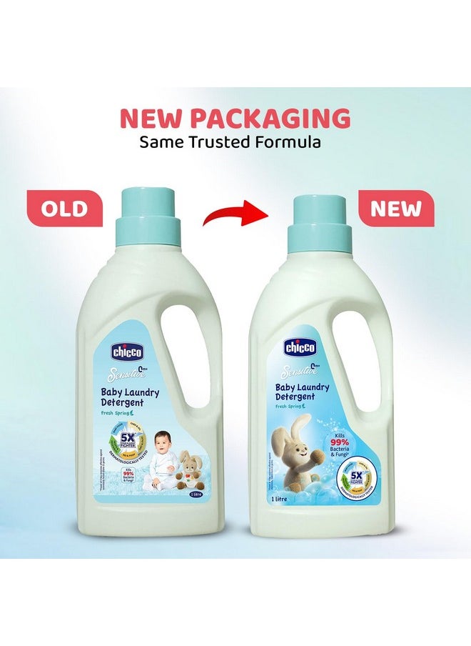 شيكو - منظف غسيل ملابس الأطفال، 5X Stain & Germ Fighter، يقتل 99% من الجراثيم، تم اختباره من قبل أطباء الجلدية من أجل تنظيف فعال ولطيف، Fresh Spring (1 لتر سائل) - Image 1