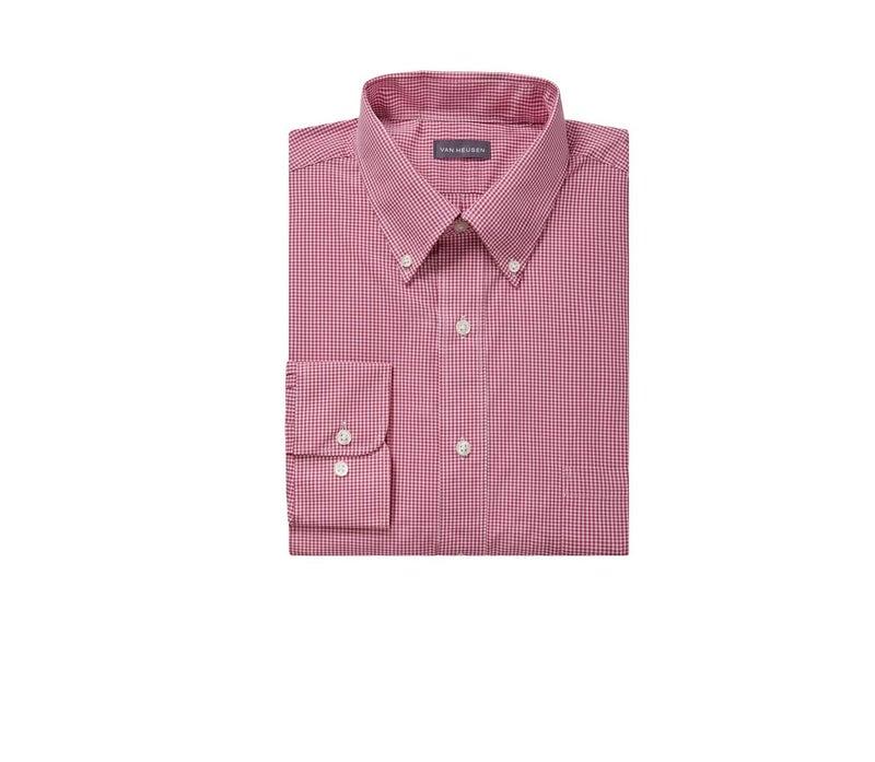 Van Heusen Men's Regular Fit Gingham Button Down Collar Dress Shirt, Red Henna, XXX-Large - Image 3
