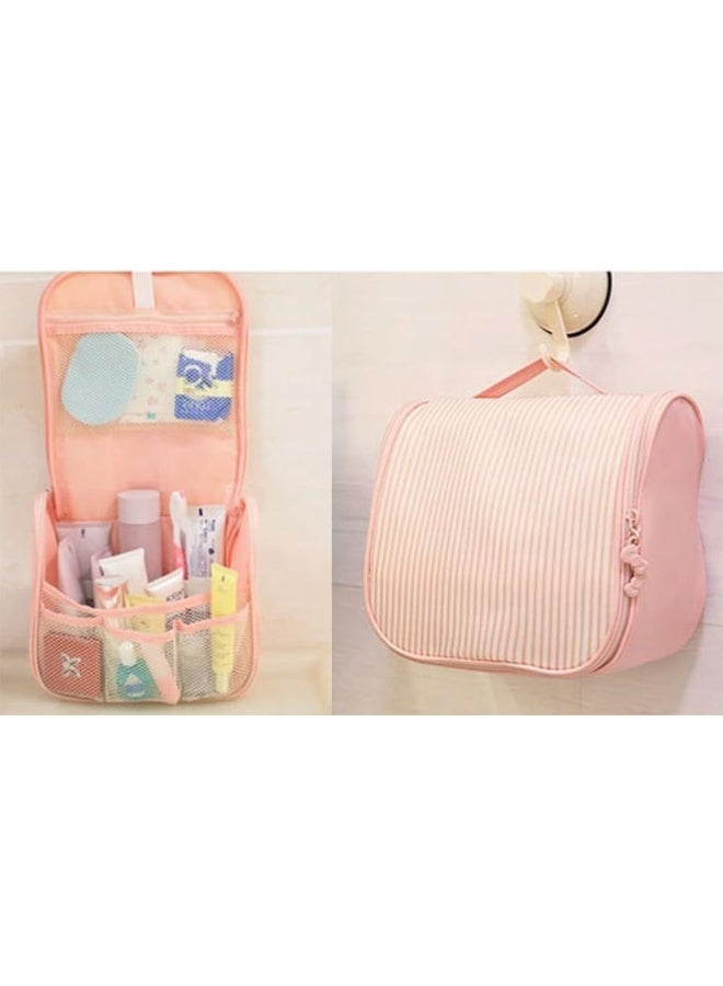Rubik Hanging Toiletry Bag, Portable Travel Organizer For Shampoo, Toiletries, Large Capacity Makeup Cosmetic Storage Bag (Pink) - Image 3