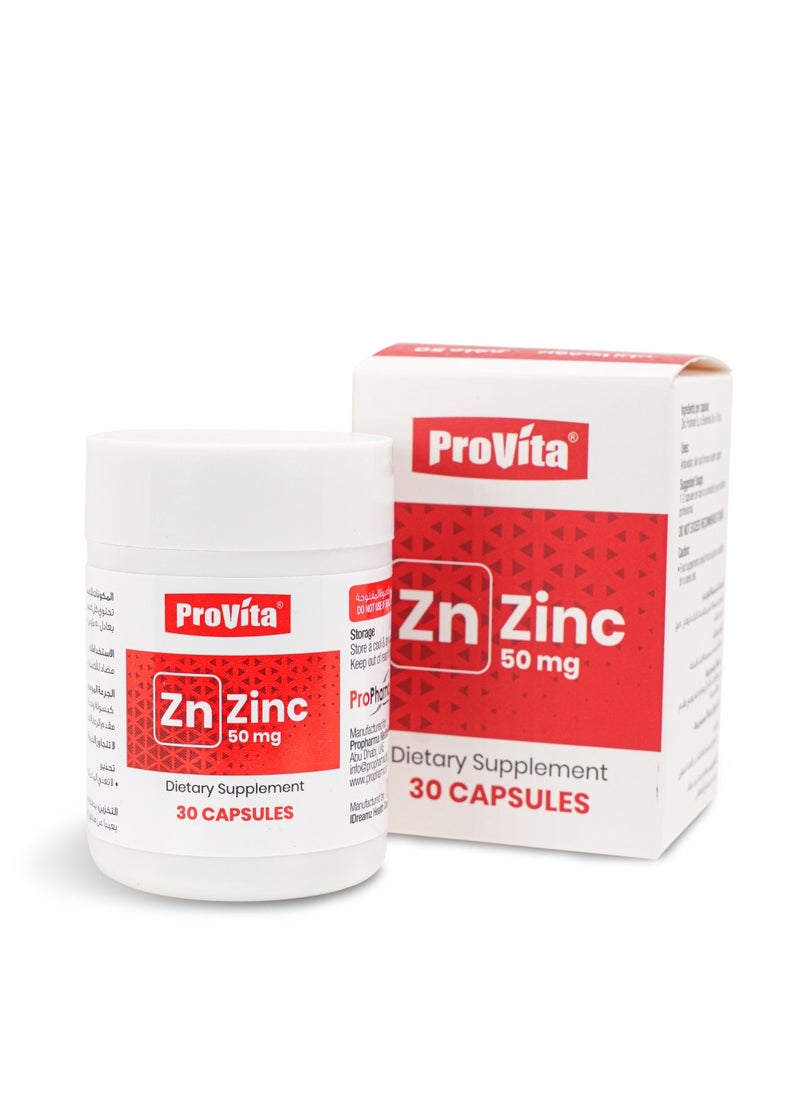 ProVita PROVITA ZINC 50 MG as Zinc Picolinate 30 CAPSULES  - Image 1