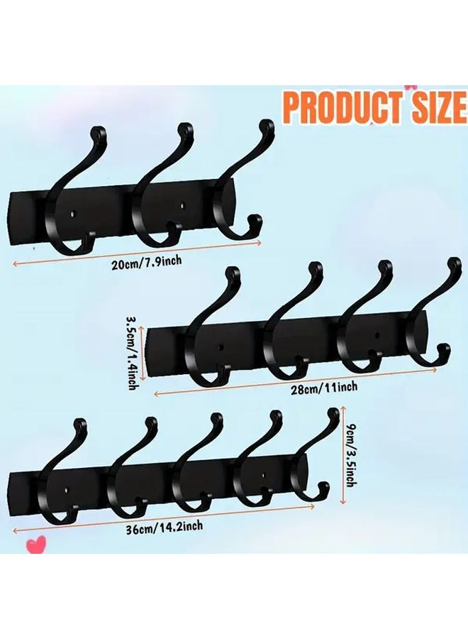 2pcs Black 4 Hooks Heavy Duty Wall Mounted Organizer For Coat Hat Storage - Image 4
