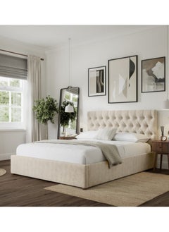 Bed and Mattress Home Venice Comfort Tufted Upholstered Single Size ( 90 X 190 ) Beige Color Bed 