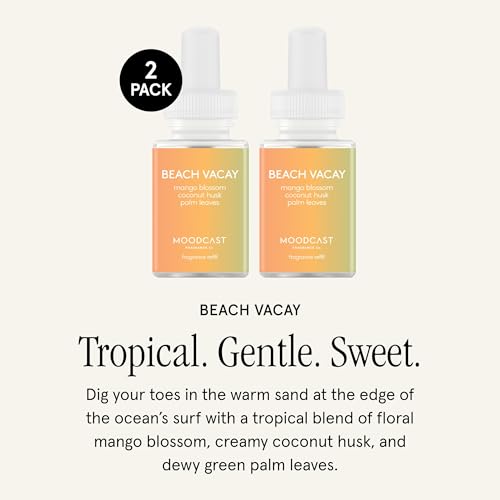 Pura & Moodcast Home Scent Refill - Smart Home Air Diffuser - Up to 120-Hours of Luxury Fragrance per Refill - Spring & Summer Fragrance - 2 Pack, Beach Vacay - Image 2