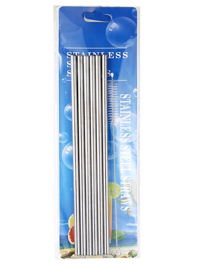 6-Piece Stainless Steel Drinking Straw Set Silver - Image 1