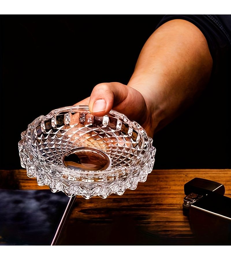 Sturdy Crystal Ashtray Modern Portable Circular 2 Sizes A 1PC For Home Restaurant Office Bar - Image 3