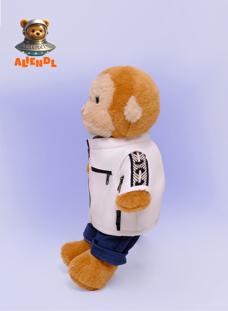 ALIENDL Clever Monkey – Plush Monkey Stuffed Animal Toy for Baby Kids, Soft Cute Monkey Outfit Doll Gift Set with Removable Clothes & Pouch, Fun Gift for Kids, Boys, Girls & Friends - Image 3