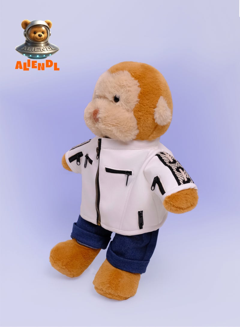 ALIENDL Clever Monkey – Plush Monkey Stuffed Animal Toy for Baby Kids, Soft Cute Monkey Outfit Doll Gift Set with Removable Clothes & Pouch, Fun Gift for Kids, Boys, Girls & Friends - Image 2