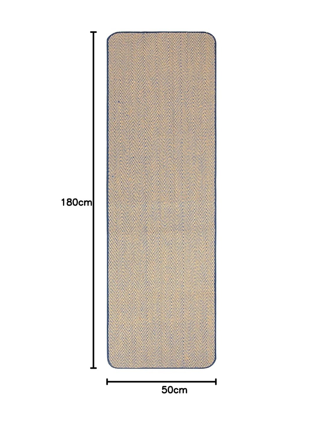 SARAL HOME EASY LIVING Saral Home ZigZag Soft Jute Cotton Durable Washable Multipurpose Bedside Runner for HomeKitchenLiving AreaLobbyOffice Entrance with Anti Skid Backing Blue 50 Cm X 180 Cm  - Image 2