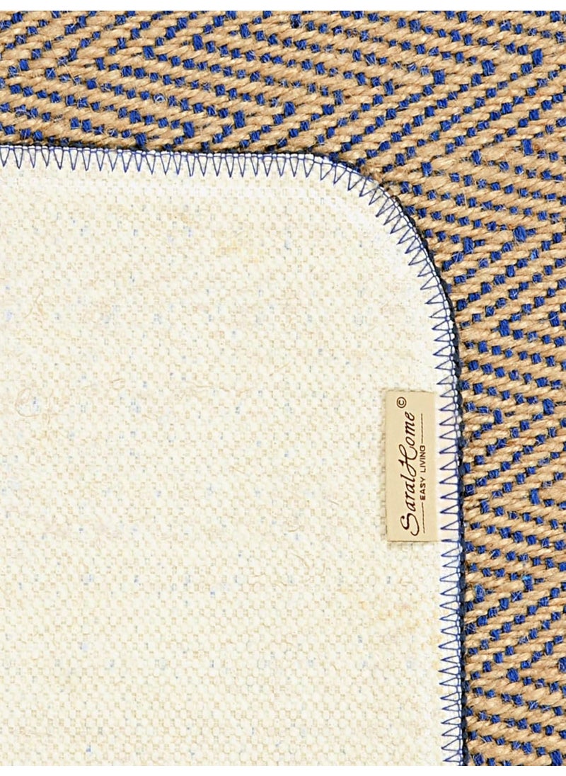 SARAL HOME EASY LIVING Saral Home ZigZag Soft Jute Cotton Durable Washable Multipurpose Bedside Runner for HomeKitchenLiving AreaLobbyOffice Entrance with Anti Skid Backing Blue 50 Cm X 180 Cm  - Image 5