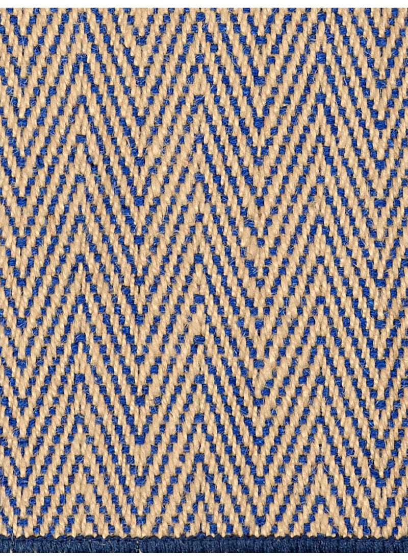 SARAL HOME EASY LIVING Saral Home ZigZag Soft Jute Cotton Durable Washable Multipurpose Bedside Runner for HomeKitchenLiving AreaLobbyOffice Entrance with Anti Skid Backing Blue 50 Cm X 180 Cm  - Image 4