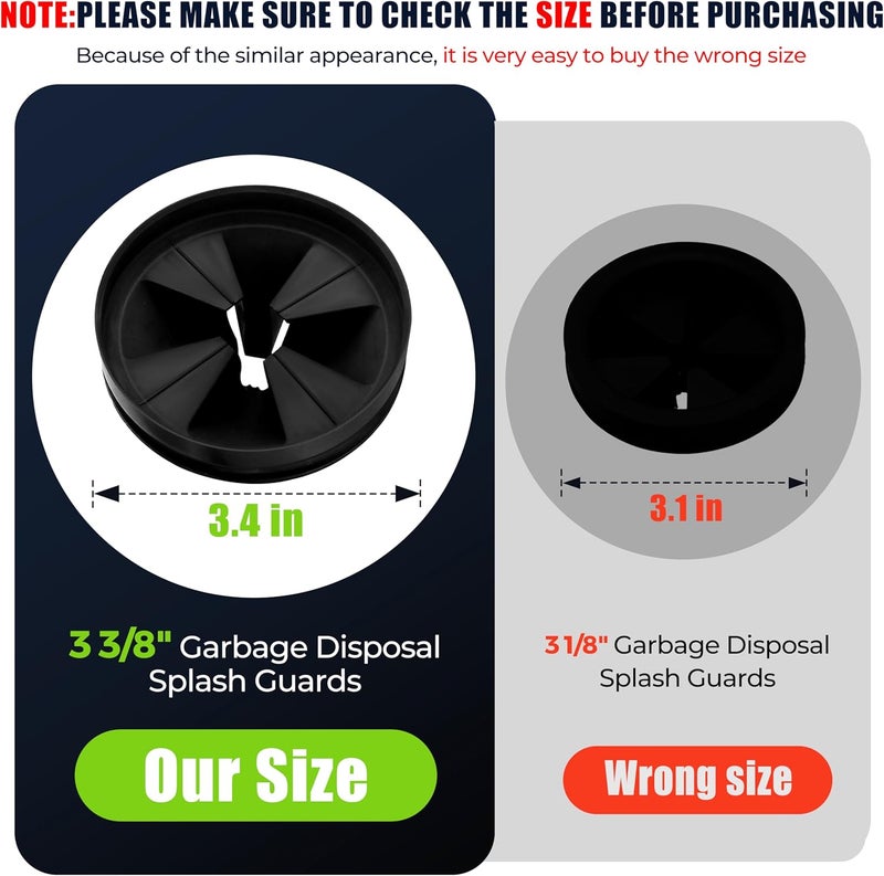 Funmit Garbage Disposal Splash Guards 3 3/8" Sink Baffle QCB-AM Replacement for InSinkErator Evolution Series, Upgraded Removable Quiet Collar Drain Plugs, Garbage Disposer Accessories, Black - Image 2