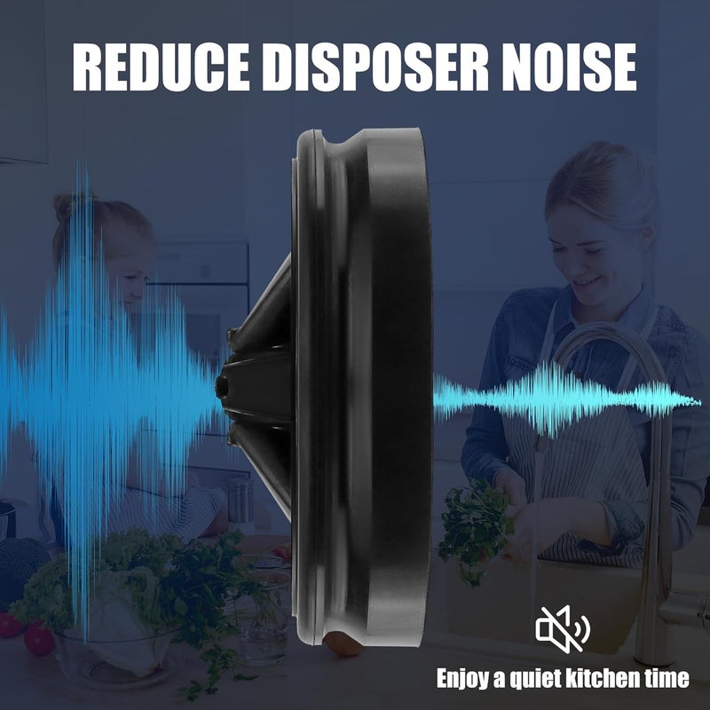 Funmit Garbage Disposal Splash Guards 3 3/8" Sink Baffle QCB-AM Replacement for InSinkErator Evolution Series, Upgraded Removable Quiet Collar Drain Plugs, Garbage Disposer Accessories, Black - Image 4