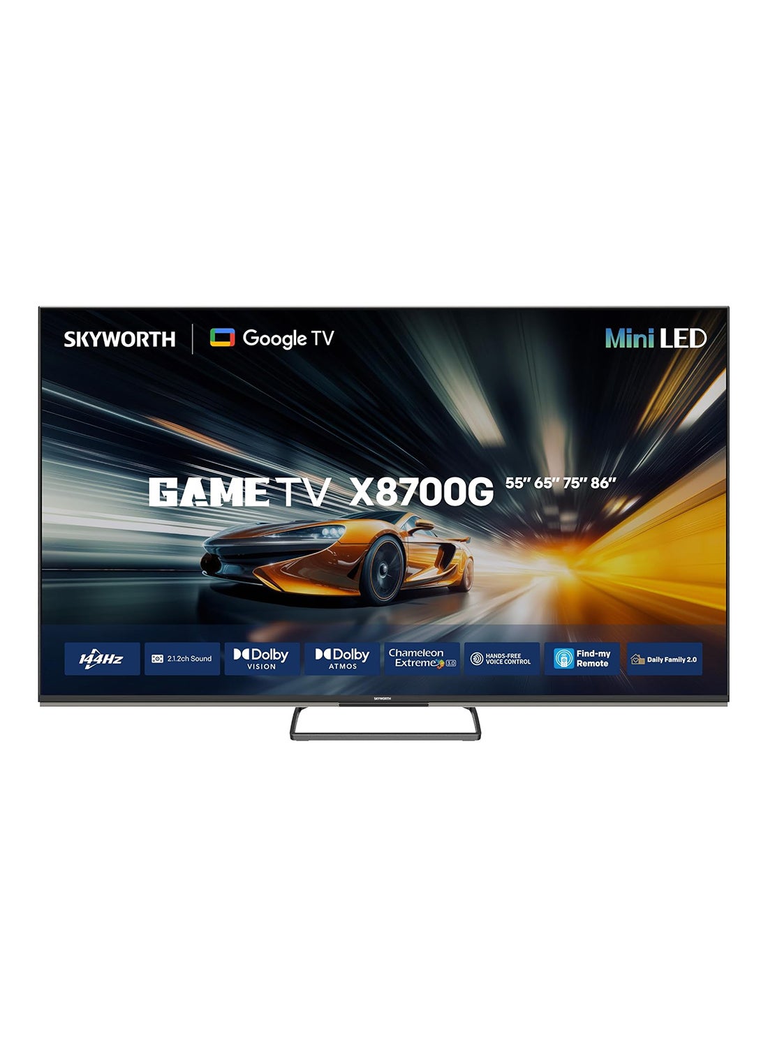 75 INCH 4K MiniLED Smart Google TV – 144Hz VRR, Dolby Vision & Atmos, HDR10+, HDMI 2.1, Bluetooth 5.1, AI Voice Control, 3GB RAM + 32GB Storage – Premium Gaming & Cinema Edition – Model: 75X8700G (2025) 75X8700G black