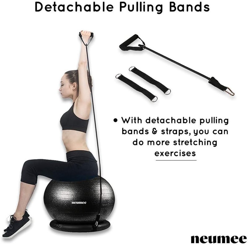 neumee Yoga Ball Chair with 65cm Exercise Ball & 2 Resistance Bands, Stability Base for Home Office, Yoga, Pilates & Fitness, Balance Ball for Posture, Core Strength & Low Impact Workouts - Image 5