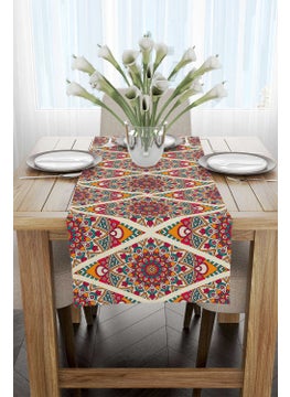 Cango Home Orange Pink Ramadan Themed Mandala Patterned Digital Printed Runner CGH1343-RN  - Image 2