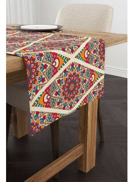 Cango Home Orange Pink Ramadan Themed Mandala Patterned Digital Printed Runner CGH1343-RN  - Image 1