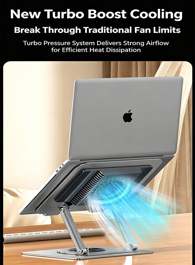 Adjustable Laptop Stand, 360° Rotating Base Laptop Holder, Ergonomic Foldable Computer Stand for MacBook & Laptops Up to 17 inch With cooling fan and squeezeable stress-relieving toy - Image 5