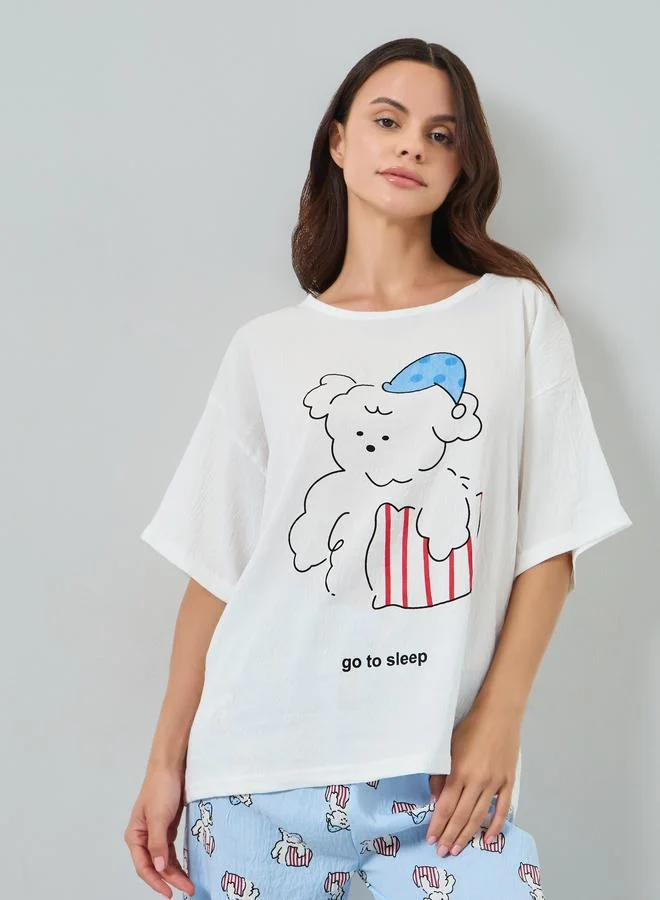 Styli  Pack of 3 - Dogs Printed T-Shirt and Shorts with Pyjama Set for Women | Best Price UAE