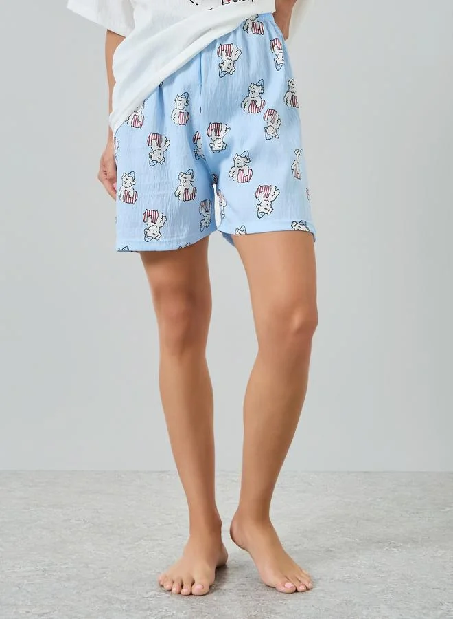 Styli  Pack of 3 - Dogs Printed T-Shirt and Shorts with Pyjama Set for Women | Best Price UAE