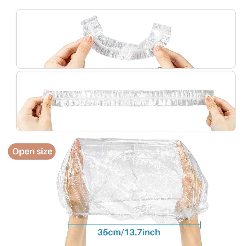 MAQIHAN 100 Disposable Shower Caps Large - Thickened Plastic Hair Caps for Deep Conditioning Shower Cap Reusable Waterproof for Women Men Hair Treatment Bath Cap for Long Hair Travel Essentials - Image 3