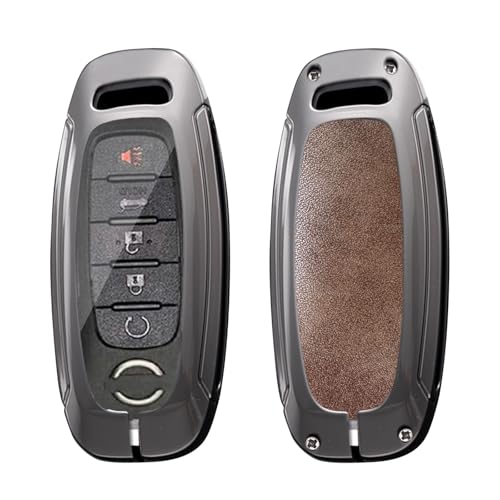 KUNIO 3/4/5 Button Leather Metal Car Key Fob Cover Case Fit for Nissan Rogue Pathfinder 2025 Altima Teana Kicks 2023 Sentra 2024 Key Protective Cover Key Holder Accessories Brown-Short Keychain - Image 3