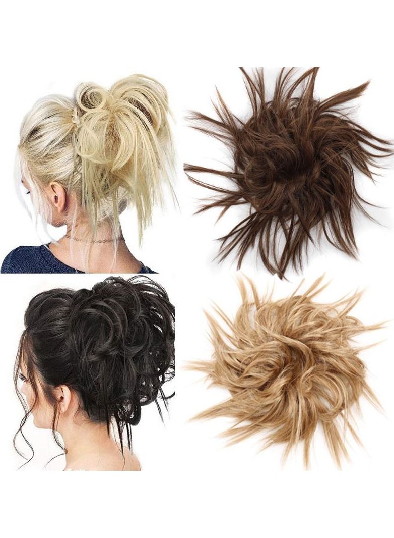 إستيل Eestelle Messy Cocktail Bun Hair Piece Hair Tousled Updo Hair Extensions هيربيسي وصلات شعر صناعية Scrunchies هيربيسي للنساء (# 1) - Image 1