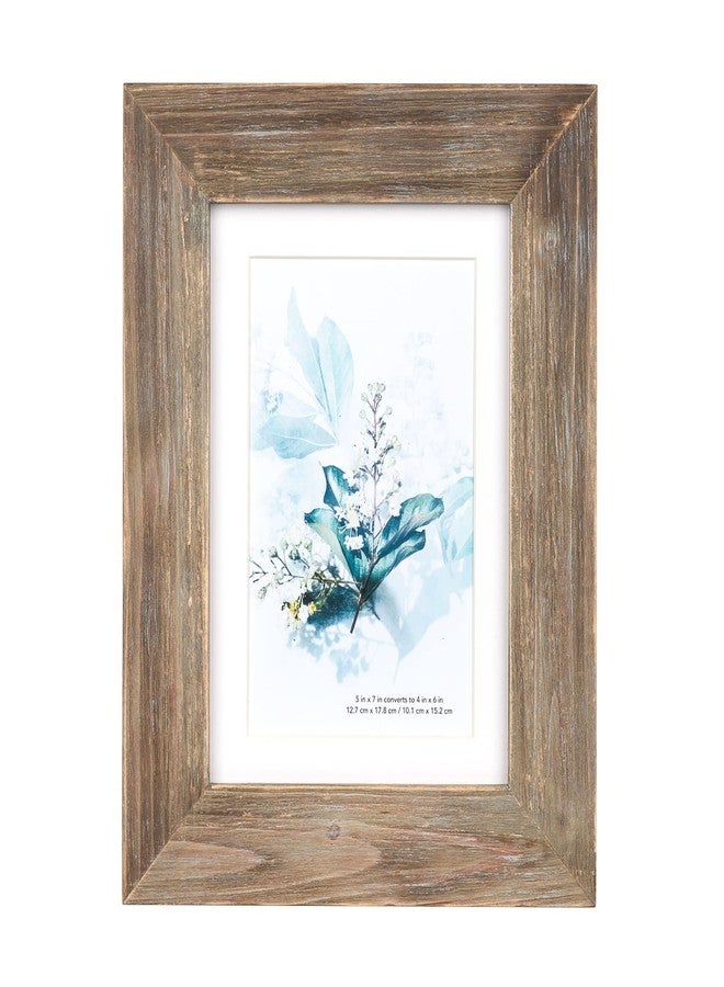 KAIWIN 100% Solid Wood Brown 5x7 Picture Frame 1 Pack - Display Picture 4x6 with Mat, HD Glass Inside, Rustic Wooden Photo Frames for Table Top and Wall Mounting - Image 3