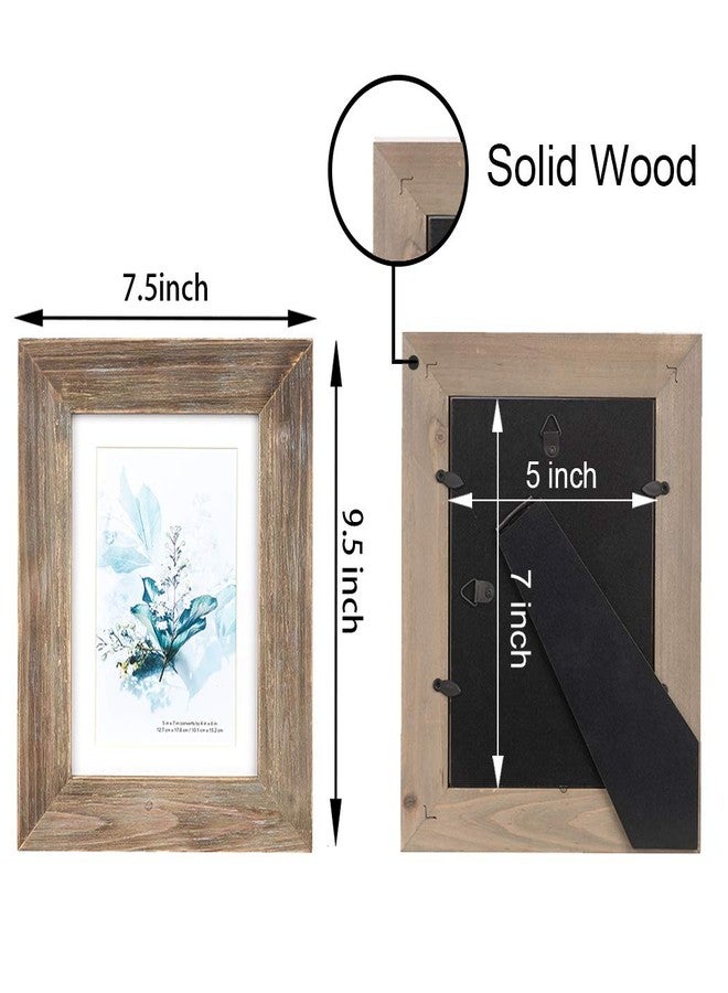 KAIWIN 100% Solid Wood Brown 5x7 Picture Frame 1 Pack - Display Picture 4x6 with Mat, HD Glass Inside, Rustic Wooden Photo Frames for Table Top and Wall Mounting - Image 4
