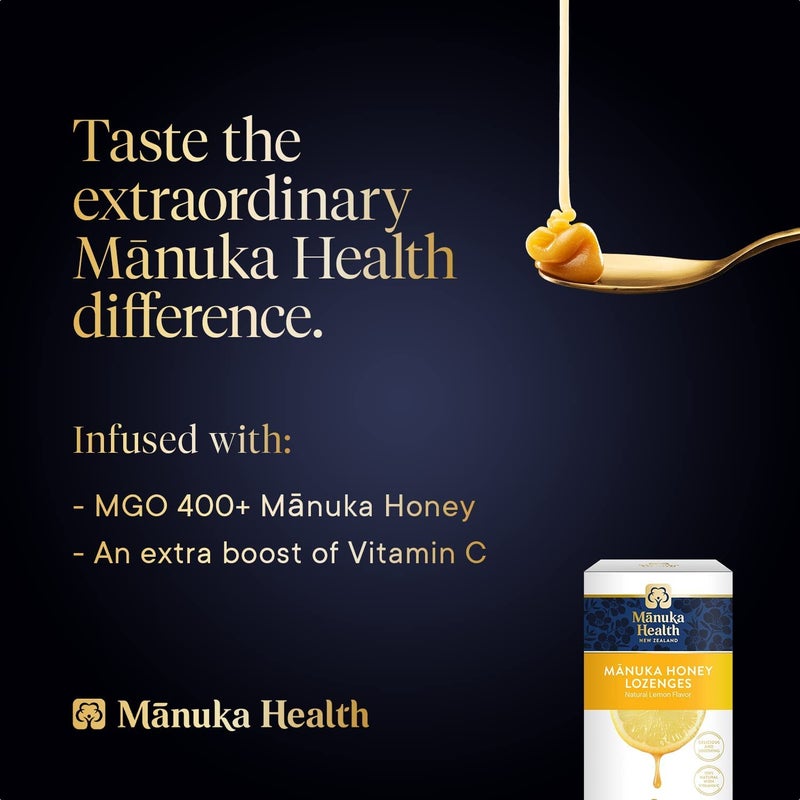 Manuka health Manuka Honey Lozenges 15 Lemon Flavored Lozenges Natural Throat Lozenges Infused with Raw Manuka Honey and Vitamin C for Immune Support - Image 2