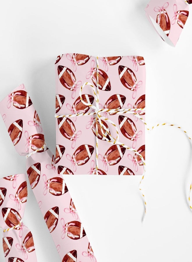 FYSUIMU Football Wrapping Paper -Mini Roll- 17 In x 32.8 Ft Pink Coquette Bow Gift Wrap Paper for Holiday Baby Shower Birthday Party Wrapping Supplies - Image 2