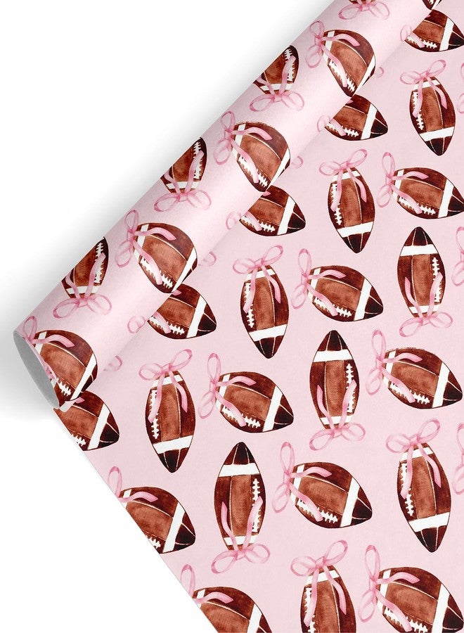 FYSUIMU Football Wrapping Paper -Mini Roll- 17 In x 32.8 Ft Pink Coquette Bow Gift Wrap Paper for Holiday Baby Shower Birthday Party Wrapping Supplies - Image 1