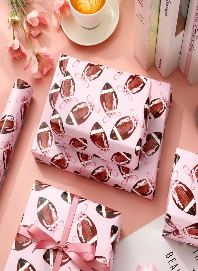 FYSUIMU Football Wrapping Paper -Mini Roll- 17 In x 32.8 Ft Pink Coquette Bow Gift Wrap Paper for Holiday Baby Shower Birthday Party Wrapping Supplies - Image 4